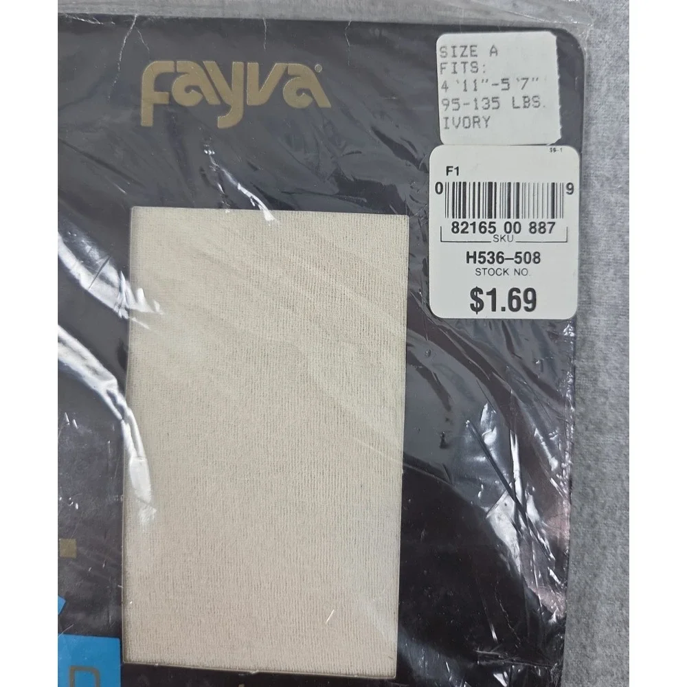 Fayva Brand Vintage Pantyhose All Nude Sandalfoot Ivory Size A Old Stock NEW